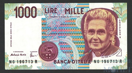1000 лир, 1990 г., Италия