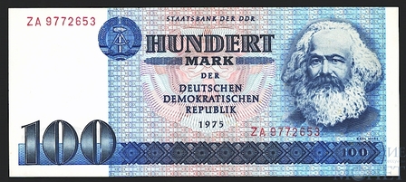 100 марок, 1975 г., ГДР(ZA-замещенная серия)