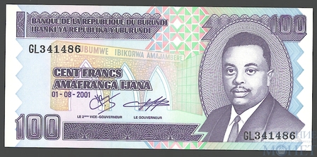 100 франков, 2001 г., Бурунди