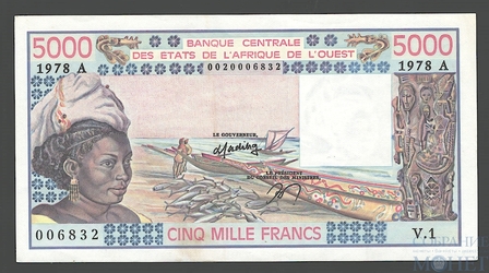 5000 франков, 1978 г., CFA(Кот-д'Ивуар)