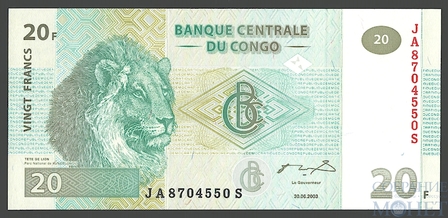 20 франков, 2003 г., Конго