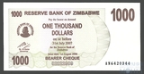 1000 долларов, 2006 г., Зимбабве