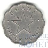 3 пенса, 1958 г., Гана
