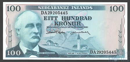 100 крон, 1961 г., Исландия