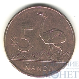 5 песо, 2011 г., Уругвай(страус-нанду)