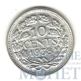 10 центов, серебро, 1938 г., Нидерланды