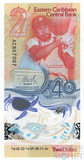 2 доллара, 2023 г., Карибские острова(Восточные),"40 лет Центральному банку"