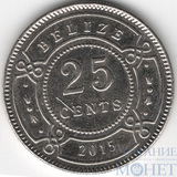 25 центов, 2015 г., Белиз(Королева Елизавета II)