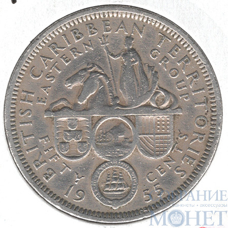 50 центов, 1955 г., Карибские острова(Королева Елизавета II)