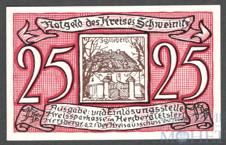 25 пфеннигов, 1921 г., Швейниц