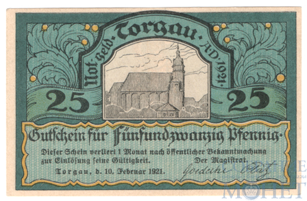 25 пфеннигов, 1921 г., Торгау(Саксония)