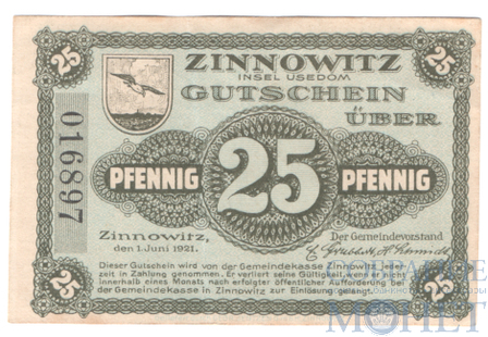 25 пфеннигов, 1921 г., Цинновиц