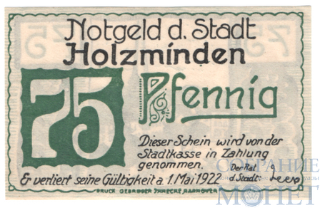 75 пфеннигов, 1921 г., Хольцминден(Нижняя Саксония)