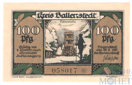 100 пфеннигов, 1921 г., Балленштедт(Саксония-Анхальт)