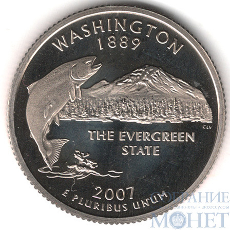 25 центов США, 2007 г., "S","Штат- Вашингтон"