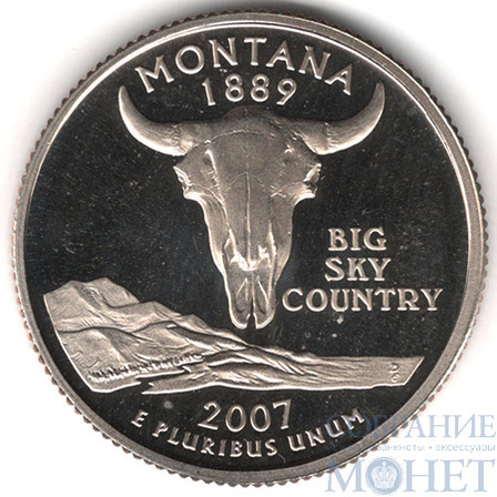 25 центов США, 2007 г., "S","Штат- Монтана"