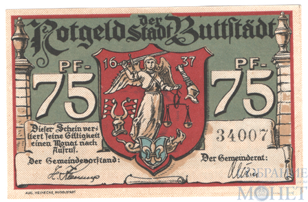 75 пфеннигов, 1921 г., Буттштедт(Тюрингия)