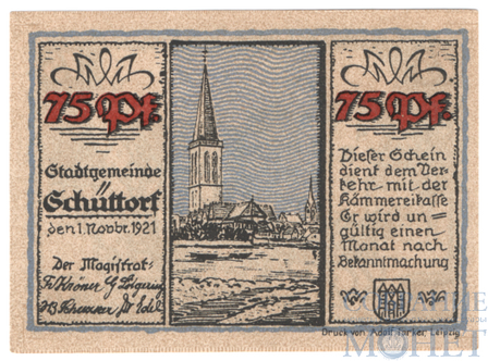 75 пфеннигов, 1921 г., Шютторф(Нижняя Саксония)