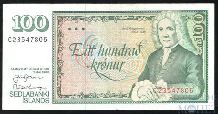 100 крон, 1986 г., Исландия