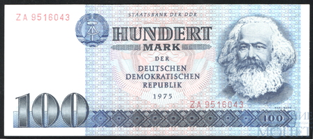100 марок, 1975 г., ГДР(ZA-замещенная серия)