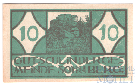10 геллеров, 1920 г., Зоннберг(Нижняя Австрия)