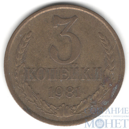 3 копейки, 1981 г., Л.ст., шт: 3.1, №186
