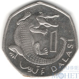 1 даласи, 1998 г., Гамбия(Африканский узкорылый крокодил)