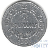 2 боливиано, 1991 г., Боливия