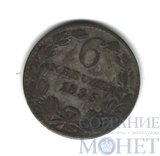 6 крейцеров, серебро, 1835 г., Баден, Леопольд I 1830-1852 гг..(Германия)